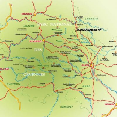 Carte situation gite Castagnere en Cevennes